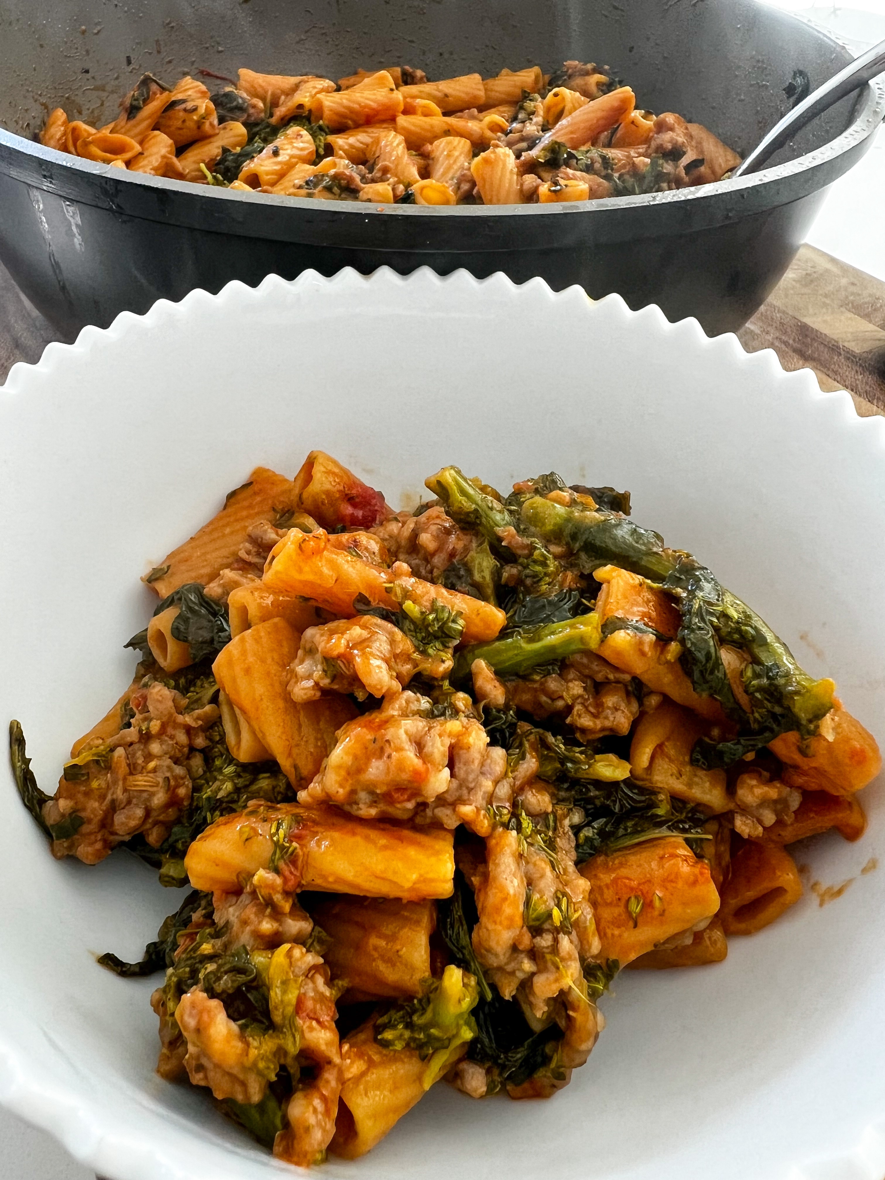 One Pot Creamy Sausage & Rigatoni with Broccoli rabe - Food as Medicine
