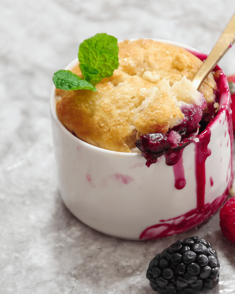 single-serve mixed berry cobbler